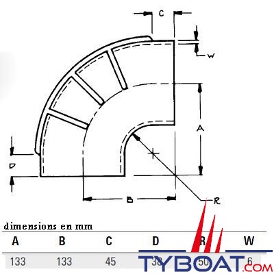 Raccord coudé 90° Ø int. 76 mm échappement