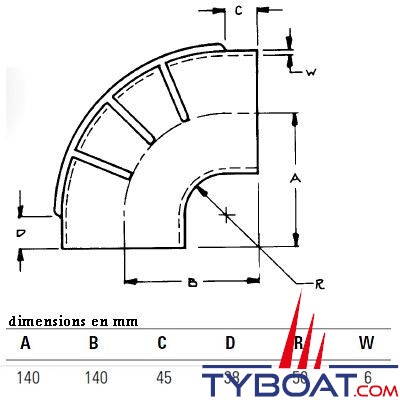 Raccord coudé 90° Ø int. 90 mm échappement