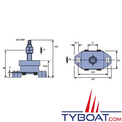 Support moteur à charge latérale avec protection 113/254kg tige 5/8