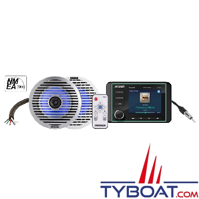 Kicker - Pack audio multimédia KMC5 - Vidéo in AM/FM/Bluetooth/USB - NMEA2000 - 6 x 25W Rms + 2 HP 6,5