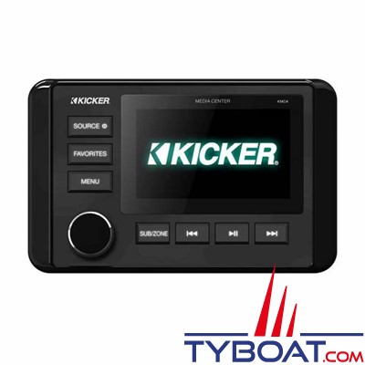 Kicker - Source audio multimédia KMC4 - écran couleur - AM/FM/Bluetooth/USB - 4 x 25W Rms