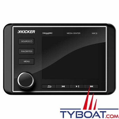 Kicker - Source audio multimédia KMC5 - écran couleur - Vidéo in AM/FM/Bluetooth/USB - NMEA2000 - 6 x 25W Rms