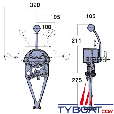 Kobelt - Boitier de commande pupitre encastré bi-fonction gaz/inverseur - 2046-KU