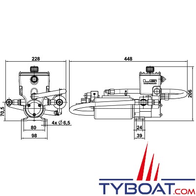 Lecomble & Schmitt - Ensemble linéaire hydraulique VHM 32ST16BP Newave 12 Volts (pompe RV1) - Montage extérieur (Vérin)