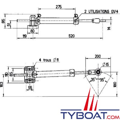 Lecomble & Schmitt - Vérin hydraulique aluminium VHM-32 DTP 120,5cm3 50mkg