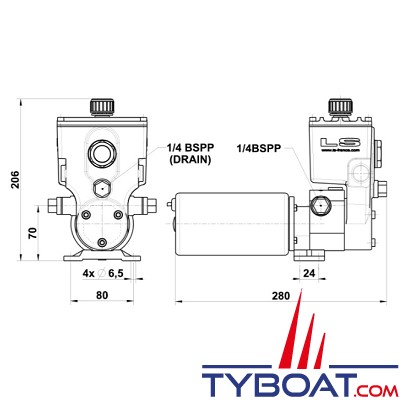 Lecomble & Schmitt - Ensemble linéaire hydraulique VHM 40ST16 Newave 12 Volts (Pompe RV2) - Poussée 450 kgs