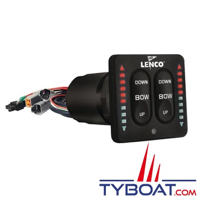 Lenco - Commande standard étanche 2 boutons pour flaps électriques - 12 Volts - Avec indicateurs Leds