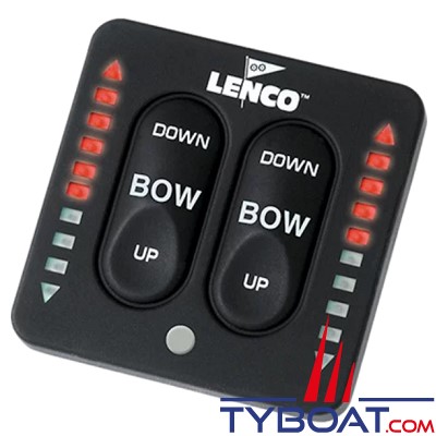 Lenco - Commande standard étanche 2 boutons pour flaps électriques - 12 Volts - Avec indicateurs Leds