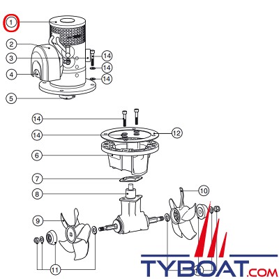 Lewmar - Ensemble moteur pour propulseur 250TT 8kW - 24V