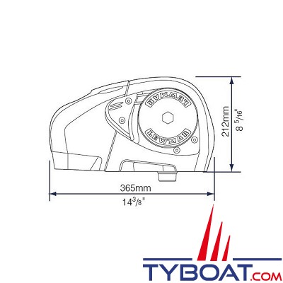 Lewmar - Guindeau électrique horizontal H3 - 1000 W - Ø chaîne 8 mm ISO - 12 Volts
