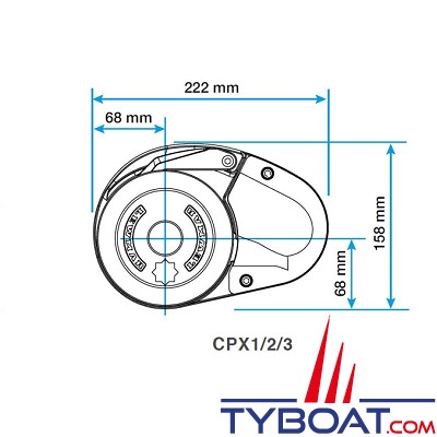 Lewmar - Guindeau électrique vertical CPX1- Barbotin seul - 700 W - Ø chaîne 8 mm - 12 Volts