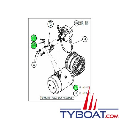 Lewmar - Moteur et boîte de renvoi d'angle 12 Volts pour guindeau H2