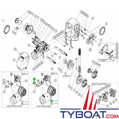 Lewmar - Moteur et boîte de renvoi d'angle 12 Volts pour guindeau H3