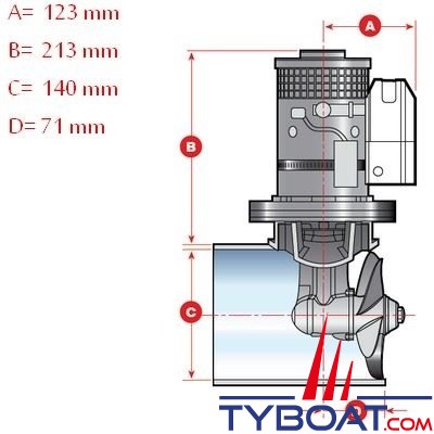 Lewmar - Propulseur d'étrave électrique 140TT - 2kW - Ø tunnel 140mm - 12V 
