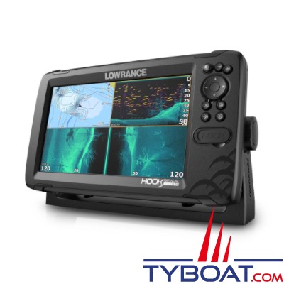 Lowrance - Traceur/sondeur HOOK Reveal 9 avec sonde tableau arrière TripleShot