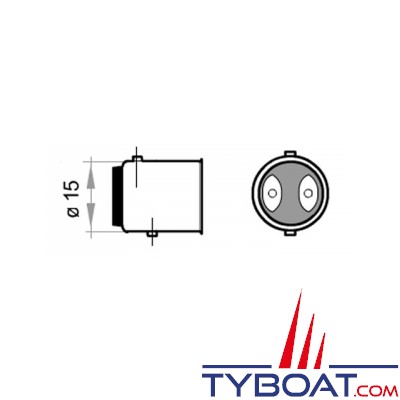 Mantagua - Ampoule de navigation à led - BAY15D - 2,4 Watts - 9/30 Volts - Blanc - 3MN