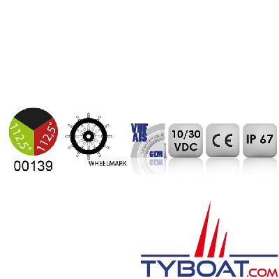 Mantagua - Feu navipro 2mn - Bateau <20m - tricolore (vert, rouge 112.5° Blanc 135°) - plat pont