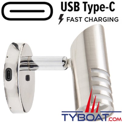 Mantagua - Liseuse Belle île - interrupteur et prise usb C - 100 Lumens - blanc chaud - 1 led G4 - 115°