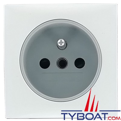 Mantagua - Prise 230v encastrée avec cache - blanc polaire