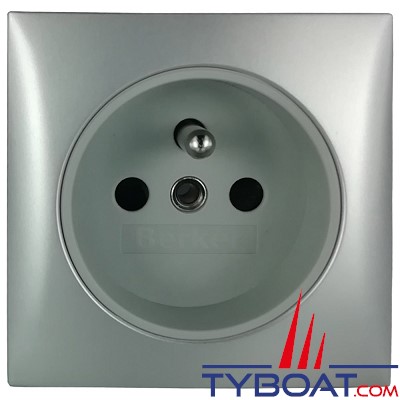 Mantagua - Prise 230v encastrée avec cache chrome mat