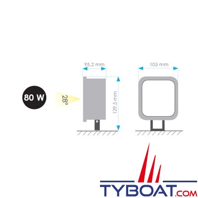 Mantagua - Projecteur Kerzo  - ip68 - 9-30vdc - blanc neutre 4000k - 28° - 43W - Blanc