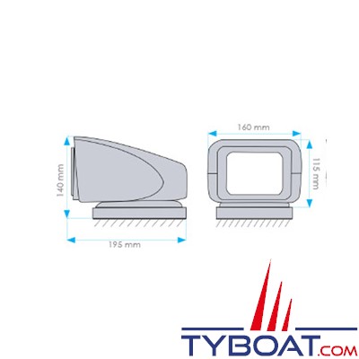 Mantagua - Projecteur led de recherche blanc Aval 30w 70.000cd  8°  portée 500m 9-30vdc - blanc froid 5700k - ip56 et ip68 avec télécommande filaire