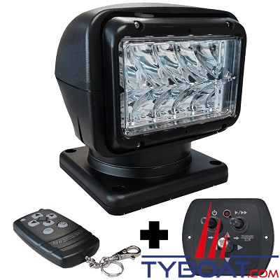 Mantagua - Projecteur led de recherche Valan - noir - 36w 350.000cd 8°  portée 1000m 9-30vdc - blanc froid 5700k - ip56 et ip68 avec double télécommandes