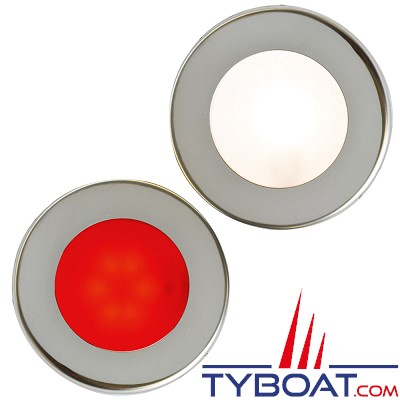 Mantagua - Spot encastré Rouzic - inox brillant ip67 - blanc chaud/rouge - esclave sans interrupteur