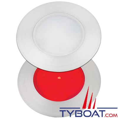 Mantagua - Spot encastré Tristan - IP67 étanche - aluminium brossé mat - blanc chaud (20w) - rouge (10w) - esclave avec interrupteur