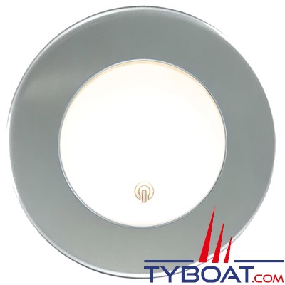 Mantagua - Spot inox brossé Tudy (rond) - 10w - blanc chaud - IP67 - avec interrupteur poussoir