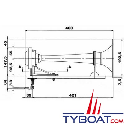 Marco PW2-C - Avertisseur sonore homologué  avec compresseur électrique pour bateaux de 12 à 20 mètres - 12V 20A 123dB 