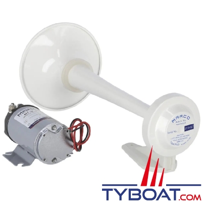 Marco PW2-C - Avertisseur sonore homologué  avec compresseur électrique pour bateaux de 12 à 20 mètres - 24V 10A 123dB 