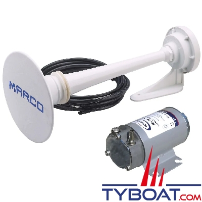 Marco PW2-C - Avertisseur sonore homologué  avec compresseur électrique pour bateaux de 12 à 20 mètres - 24V 10A 123dB 