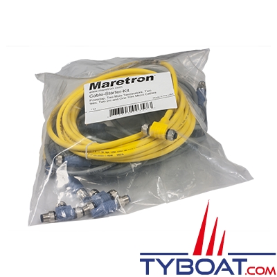 Maretron - Câbles et connecteurs NMEA2000 - Prise d'alimentation, 2 terminaisons mâles, 1 T, 1 câble micro NMEA200 de 2 m et 1 câble micro NMEA200 de 6 m