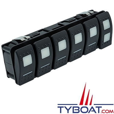 Maretron - Contura II - 6 interrupteurs à actionnement momentané avec LED bleue (interrupteur droit à 3 positions) et câble adaptateur NMEA 2000 de 0,2 m