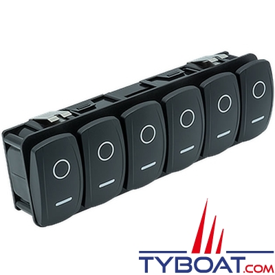 Maretron - Contura V - 6 interrupteurs à actionnement momentané avec LED bleue et câble adaptateur NMEA 2000 de 0,2 m