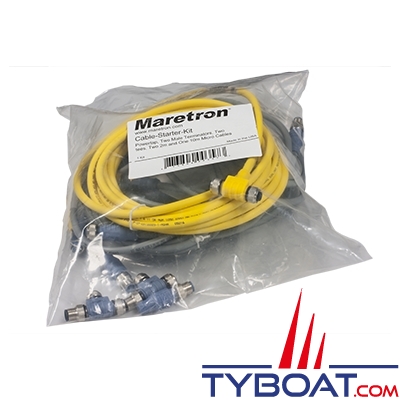 Maretron - Kit de démarrage NMEA2000 - Câble d'alimentation, 2 terminaisons mâles, 2 T, 2 câbles micro NMEA2000 de 2 m et 1 câble micro NMEA2000 de 10 m