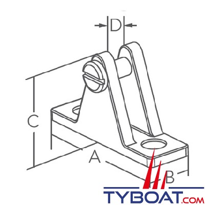 Marine Town - Base incurvée pour installation capote - Inox 316 - à goupille - 61x22x37 mm