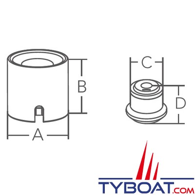 Marine Town - Butée d'amortisseur - nylon - Ø 21mm - Résistance 16 kg