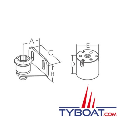 Marine Town - Butée d'amortisseur - nylon - support inox - Ø 21mm - Résistance 16 kg