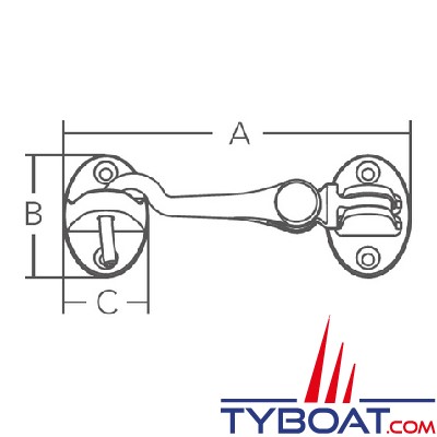 Marine Town - Crochet fermeture de porte - inox - 102 mm