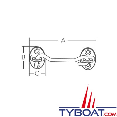 Marine Town - Crochet fermeture de porte - inox - 119 mm