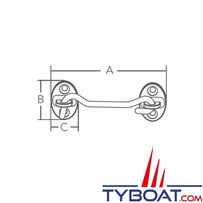 Marine Town - Crochet fermeture de porte - inox - 69 mm