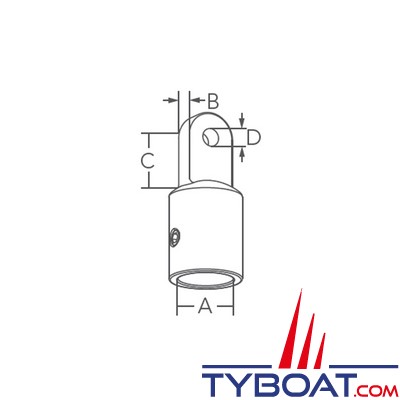 Marine Town - Embout  pour taud - Inox 316 - 1 vis de blocage - Pour tube de 19.3 mm