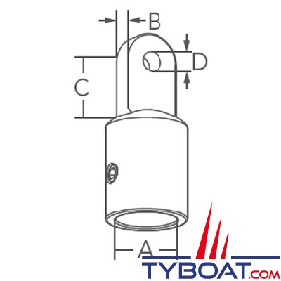 Marine Town - Embout  pour taud - Inox 316 - 2 vis de blocage - Pour tube de 22.4 mm