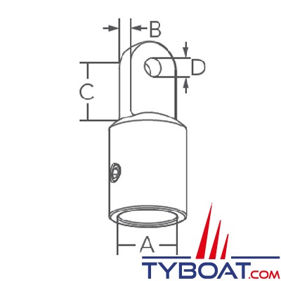 Marine Town - Embout  pour taud - Inox 316 - usage intensif - 1 vis de blocage - Pour tube de 25.6 mm