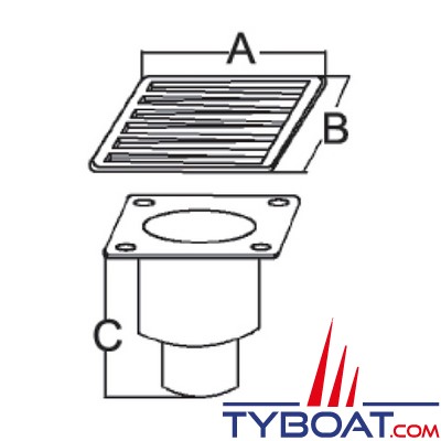 Marine Town - Grille de ventilation à manchonner - Couvercle inox 304 - corps nylon - pour tuyau Ø100mm (4