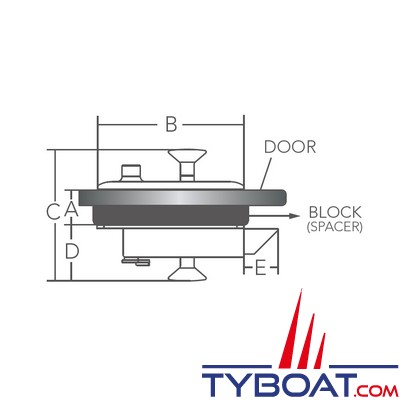 Marine Town - Loquet de porte de cabine - inox 316 et nylon - épaisseur 12.7 à 19mm