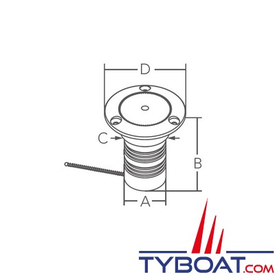 Marine Town - Nable Pop-Out - Inox 316 - angle 30° - Ø38mm - Diesel