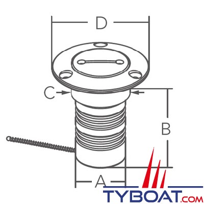 Marine Town - Nable standard - Inox 316 - Ø38mm - angle 30° - Waste